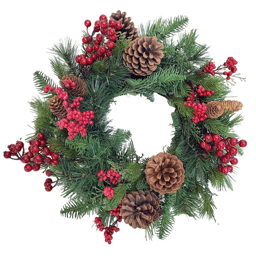 Ghirlanda tonda natalizia Alta Badia color Verde con bacche rosse da 45 cm Casa e cucina/Decorazioni per interni/Addobbi e decorazioni per ricorrenze/Decorazioni natalizie/Orpelli e festoni MagiediNatale.it - Altamura, Commerciovirtuoso.it