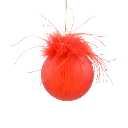 Pallina per albero di Natale "FruFru" in vetro rossa con decorazione Ø 10 cm Casa e cucina/Decorazioni per interni/Addobbi e decorazioni per ricorrenze/Decorazioni natalizie/Addobbi e decorazioni/Palle e palline MagiediNatale.it - Altamura, Commerciovirtuoso.it