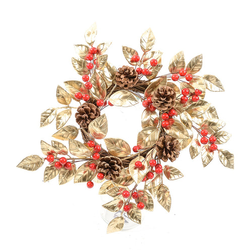 Porta candele natalizio Golden age con bacche e pigne centritavola Ø 42 cm Casa e cucina/Decorazioni per interni/Addobbi e decorazioni per ricorrenze/Decorazioni natalizie/Orpelli e festoni MagiediNatale.it - Altamura, Commerciovirtuoso.it