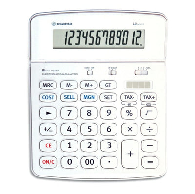 Calcolatrice da tavolo OS 504 - 12 cifre - bianco - Osama Cancelleria e prodotti per ufficio/Elettronica per ufficio/Calcolatrici/Finanziarie Eurocartuccia - Pavullo, Commerciovirtuoso.it