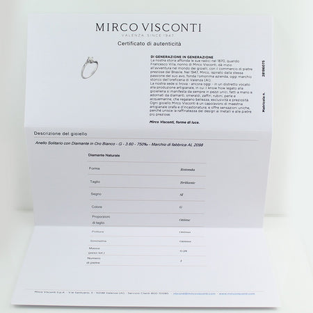 Anello donna solitario Mirco Visconti oro bianco con diamante 0.28 kt