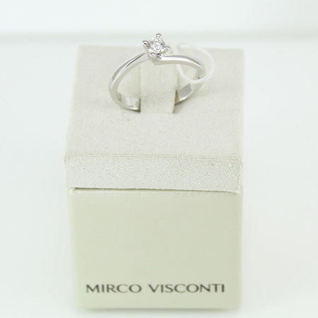 Anello donna solitario Mirco Visconti oro bianco con diamante 0.23 kt