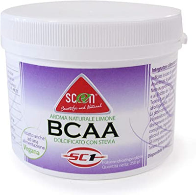 Scen BCAA SC1 250 gr. polvere, aroma limone, dolcificati stevia, idrodisperdibili, adatto anche a VEGANI