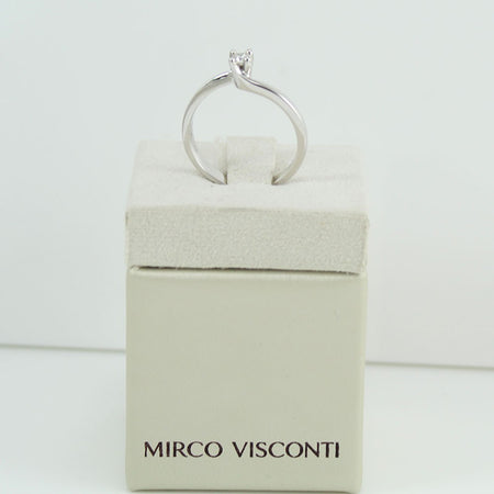 Anello donna solitario Mirco Visconti oro bianco con diamante 0.09 kt