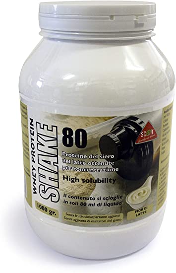 Whey Protein Shake 80 - Proteine del siero del latte concentrate - fior di latte, 1 kg.
