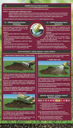Seme "Prato per Gioco" tappeto erboso per terreni calpestati ad uso intensivo Giardino e giardinaggio/Giardinaggio/Fertilizzanti e concimi/Fertilizzanti per il prato La Zappa - Altamura, Commerciovirtuoso.it