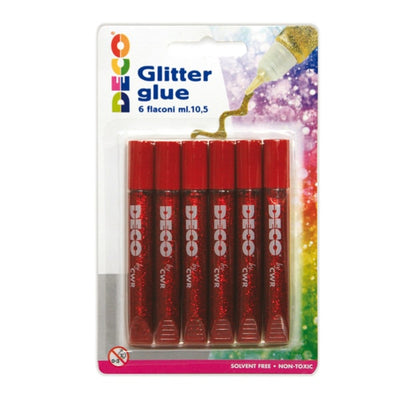 Blister colla glitter - 10 5 ml - rosso - Deco - conf. 6 pezzi Casa e cucina/Hobby creativi/Materiali per hobby creativi/Glitter Eurocartuccia - Pavullo, Commerciovirtuoso.it