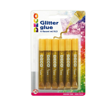 Blister colla glitter - 10 5 ml - oro - Deco - conf. 6 pezzi Casa e cucina/Hobby creativi/Materiali per hobby creativi/Glitter Eurocartuccia - Pavullo, Commerciovirtuoso.it