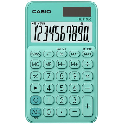 Calcolatrice tascabile SL-310UC - 10 cifre - verde - Casio Cancelleria e prodotti per ufficio/Elettronica per ufficio/Calcolatrici/Semplici Eurocartuccia - Pavullo, Commerciovirtuoso.it