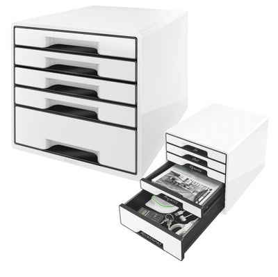 Cassettiera Drawer Cabinet Cube 5 - 28 7x27x36 3 cm - bianco - Leitz Casa e cucina/Arredamento/Studio/Mobiletti e credenze/Cassetti Eurocartuccia - Pavullo, Commerciovirtuoso.it