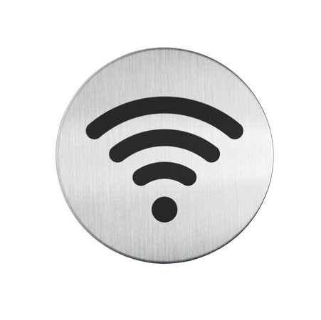 Pittogramma adesivo - Wi-Fi - acciaio inox - diametro 8 3 cm - Durable Fai da te/Ferramenta/Numeri civici targhe e cartelli/Targhe per il nome Eurocartuccia - Pavullo, Commerciovirtuoso.it