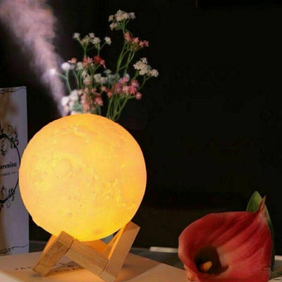 3D Moon Lampada Notturna Luce Umidificatore Aria Aroma Diffusore ambiente purificato