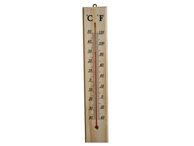 Termometro Analogico Ambiente In Legno Per Esterno Giardino e Interno -40&degC--+50&degC 400X70X10mm