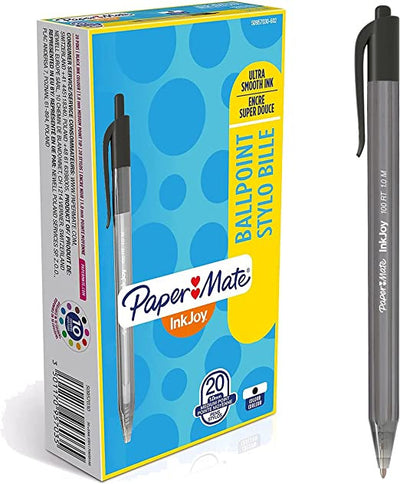 Papermate InkJoy Confezione da 20 Penne a Sfera a Scatto Punta Media Nero Paper Mate