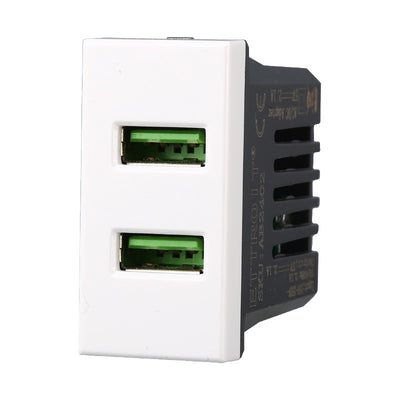 ETTROIT Modulo Presa Caricatore 2 USB 5V 2,1A 2 Porte USB-A Colore Bianco Compatibile Con Bticino Axolute