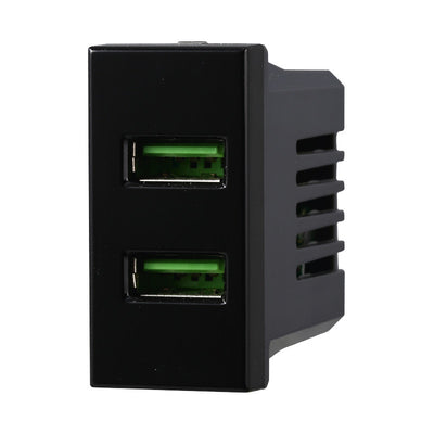ETTROIT Modulo Presa Caricatore 2 USB 5V 2,1A 2 Porte USB-A Colore Nero Compatibile Con Bticino Axolute