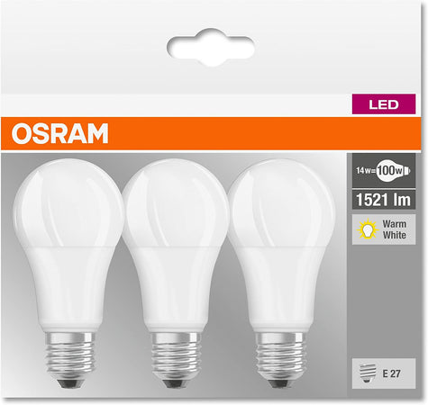 Osram set 3 Lampada LED E27 13 W Luce Calda