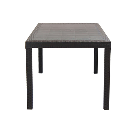 CALIGOLA - set tavolo fisso in wicker cm 150x90 compreso di 6 sedute Marrone Milani Home