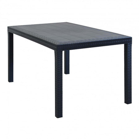 CALIGOLA - set tavolo fisso in wicker cm 150x90 compreso di 6 sedute Antracite Milani Home