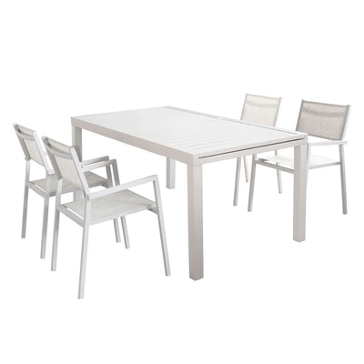 DEXTER - set tavolo 160/240x90 struttura e piano in alluminio compreso di 4 sedute Tortora Milani Home