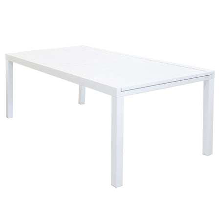 DEXTER - set tavolo 200/300x100 struttura e piano in alluminio compreso di 6 sedute Bianco Milani Home