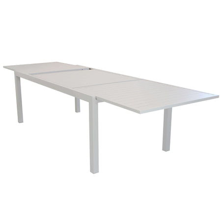 DEXTER - set tavolo 200/300x100 struttura e piano in alluminio compreso di 10 sedute Tortora Milani Home