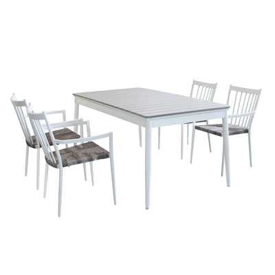 DONATO - set tavolo da giardino allungabile in alluminio e polywood 160/240x90 compreso di 4 poltrone in alluminio e polyrattan Grigio Milani Home