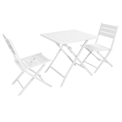 ABELUS - set tavolo da giardino pieghevole salvaspazio in alluminio 70x70 compreso di 2 sedie in alluminio Bianco Milani Home