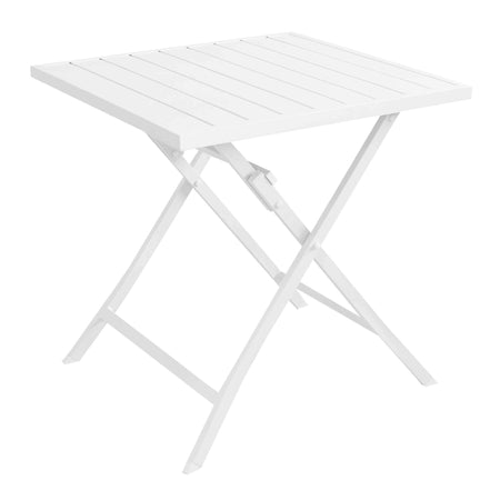 ABELUS - set tavolo da giardino pieghevole salvaspazio in alluminio 70x70 compreso di 2 sedie in alluminio e textilene Bianco Milani Home