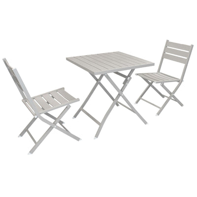 ABELUS - set tavolo da giardino pieghevole salvaspazio in alluminio 70x70 compreso di 2 sedie in alluminio Tortora Milani Home