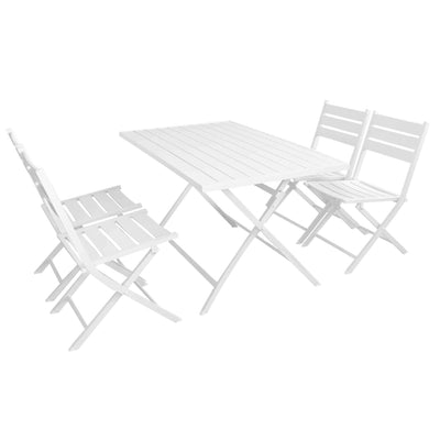 ABELUS - set tavolo da giardino pieghevole salvaspazio in alluminio 70x130 compreso di 4 sedie in alluminio Bianco Milani Home