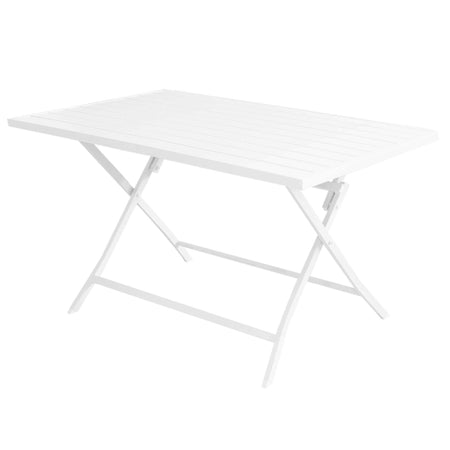 ABELUS - set tavolo da giardino pieghevole salvaspazio in alluminio 70x130 compreso di 4 sedie in alluminio e textilene Bianco Milani Home