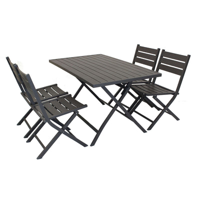 ABELUS - set tavolo da giardino pieghevole salvaspazio in alluminio 70x130 compreso di 4 sedie in alluminio Taupe Milani Home