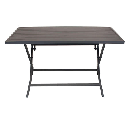 ABELUS - set tavolo da giardino pieghevole salvaspazio in alluminio 70x130 compreso di 4 sedie in alluminio e textilene Taupe Milani Home