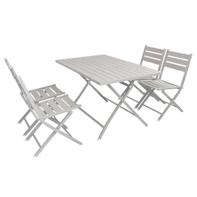 ABELUS - set tavolo da giardino pieghevole salvaspazio in alluminio 70x130 compreso di 4 sedie in alluminio Tortora Milani Home