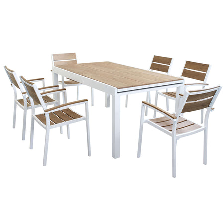 VIDUUS - set tavolo 160/240x95 struttura in alluminio bianco compreso di 6 sedute Bianco Milani Home