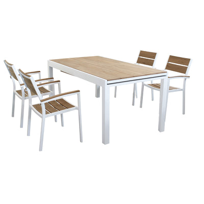 VIDUUS - set tavolo 160/240x95 struttura in alluminio bianco compreso di 4 sedute Bianco