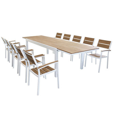 VIDUUS - set tavolo 200/300x95 struttura in alluminio compreso di 10 sedute Bianco Milani Home