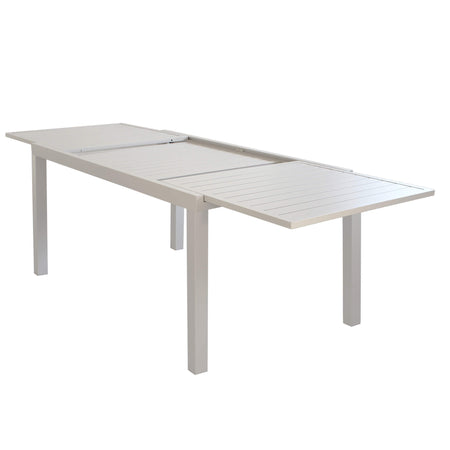 DEXTER - set tavolo giardino rettangolare allungabile 160/240x90 con 4 sedie in alluminio e textilene tortora da esterno Tortora Milani Home
