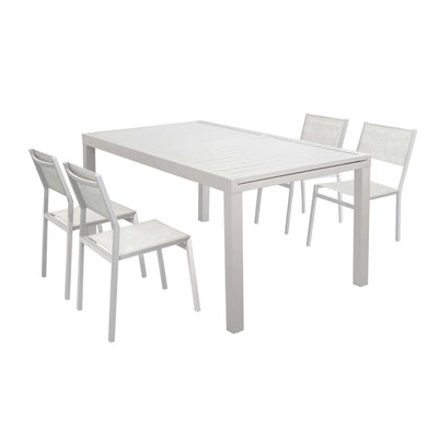 DEXTER - set tavolo giardino rettangolare allungabile 160/240x90 con 4 sedie in alluminio e textilene tortora da esterno Tortora