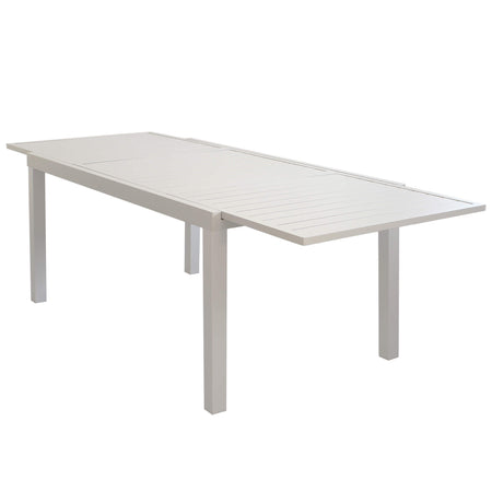 DEXTER - set tavolo giardino rettangolare allungabile 160/240x90 con 6 sedie in alluminio e textilene tortora da esterno Tortora Milani Home