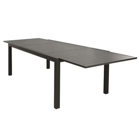 DEXTER - set tavolo giardino rettangolare allungabile 200/300x100 con 6 sedie in alluminio e textilene taupe da esterno Taupe Milani Home