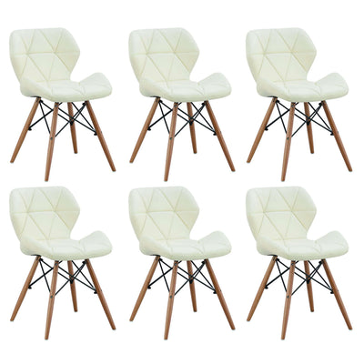 NAOMIE - set di 6 sedie moderne in ecopelle e legno Bianco Milani Home