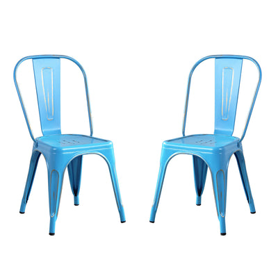 AGATHA - set di 2 sedie in metallo blu antico Blu
