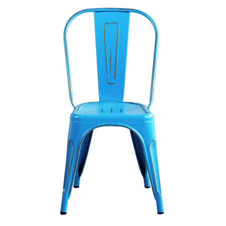 AGATHA - set di 4 sedie in metallo blu antico Blu Milani Home