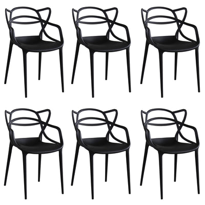 LALU - set di 6 sedie in plastica Nero Milani Home