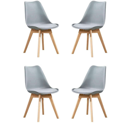 MARGOT - Set di 4 sedie moderna imbottita con gambe in legno Grigio Milani Home