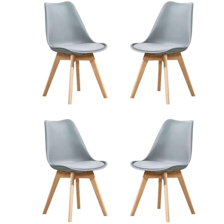 MARGOT - Set di 4 sedie moderna imbottita con gambe in legno Grigio Milani Home