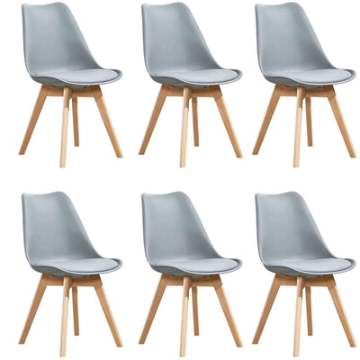 MARGOT - Set di 6 sedie moderna imbottita con gambe in legno Grigio