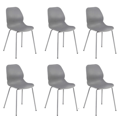 PAULE - set di 6 sedie moderne in plastica Grigio Milani Home
